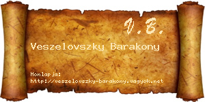 Veszelovszky Barakony névjegykártya